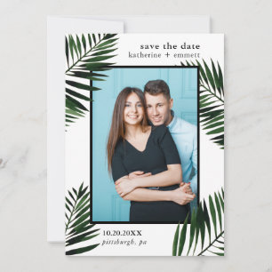 Palm Leaves en Stippen Save the Date Photo Card