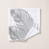 Palm Leaves Finesse Line Art met Silver Foil #1  Bad Handdoek (Wasdoekje)