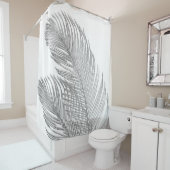 Palm Leaves Finesse Line Art met Silver Foil #1 Douchegordijn (In situ)