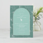 Palm Leaves Flamingo Aqua Bridal Shower Kaart (Staand voorkant)