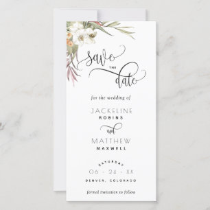 Palm Leaves Floral Wedding Save the Date Bladwijze