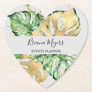 Palm Leaves Goud Tropisch Goud Zand Kartonnen Onderzetters