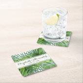 Palm Leaves Green Names en Date Wedding Onderzette Kartonnen Onderzetters (Insitu)
