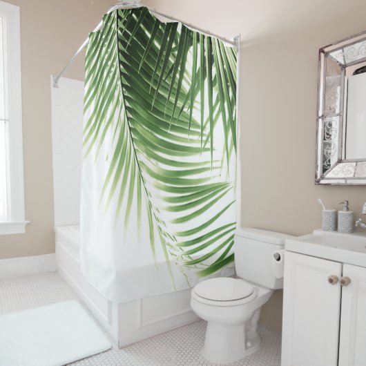 Palm Leaves Green Vibes #9 Douchegordijn (In situ)