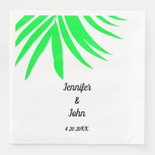 Palm Leaves Green White Custom Tropical Wedding Servet