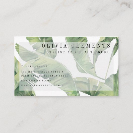 Palm Leaves Greenery Modern Visitekaartje (Achterkant)