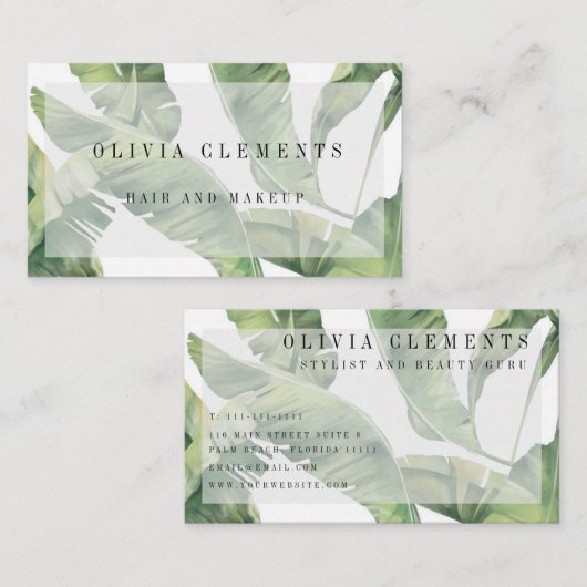 Palm Leaves Greenery Modern Visitekaartje (Voorkant / Achterkant)
