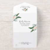 Palm Leaves Hibiscus Tropical Geometric Wedding All In One Uitnodiging (Buiten)