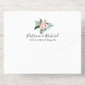 Palm Leaves Hibiscus Tropical Geometric Wedding All In One Uitnodiging (Achterzijde)