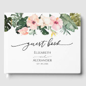 Palm Leaves Hibiscus Tropisch Bruiloft Gastenboek (Voorkant)