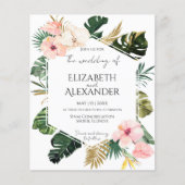 Palm Leaves Hibiscus Tropisch groen Bruiloft (Voorkant)