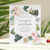 Palm Leaves Hibiscus Tropisch groen Bruiloft