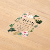 Palm Leaves Hibiscus Tropische Bloemen Bruidsbrunc Acryl Uitnodigingen (Laagn)