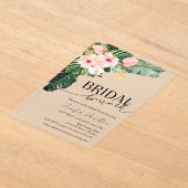 Palm Leaves Hibiscus Tropische Bloemen Bruidsbrunc Acryl Uitnodigingen (Laagn)