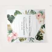 Palm Leaves Hibiscus Tropische bruiloft Achtergron Wandkleed (Voorkant (horizontaal))