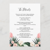 Palm Leaves Hibiscus Tropische bruiloft Details Informatiekaartje (Voorkant)