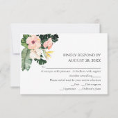 Palm Leaves Hibiscus Tropische bruiloft RSVP Kaart (Voorkant)