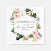 Palm Leaves Hibiscus Tropische bruiloft servetten (Voorkant)