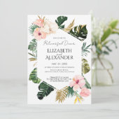 Palm Leaves Hibiscus Tropische repetitie diner Kaart (Staand voorkant)