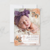 Palm Leaves Hydrangea Girl Foto Baptisme Hartelijk Bedankkaart (Voorkant)