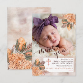 Palm Leaves Hydrangea Girl Foto Baptisme Hartelijk Bedankkaart