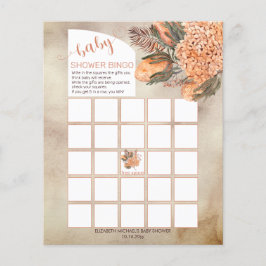 Palm Leaves Hydrangeas Girl Baby shower Bingo Kaar
