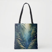 Palm leaves illuminated by moon and fireflies tote bag (Voorkant)