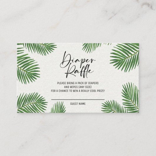 Palm Leaves Luier Raffle Ticket Informatiekaartje (Voorkant)