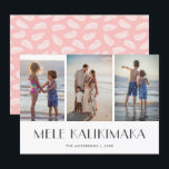 Palm Leaves Mele Kalikimaka serie Kerstmis Feestdagenkaart<br><div class="desc">Moderne roze foto Mele Kalikimaka vakantiekaart met palmbladeren. Personaliseer deze minimalistische fotovakantiekaart eenvoudig met uw foto's en familienaam.</div>