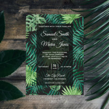 Palm Leaves Modern Tropical Wedding Invitation