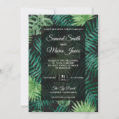 Palm Leaves Modern Tropical Wedding Invitation Kaart (Voorkant)