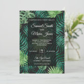 Palm Leaves Modern Tropical Wedding Invitation Kaart (Staand voorkant)