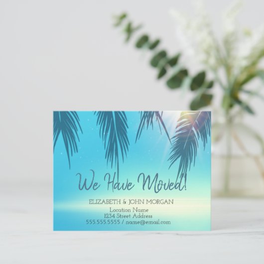 Palm Leaves Moving Announcement Briefkaart (Staand voorkant)