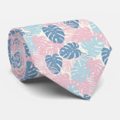 Palm Leaves Pastel Pink Blue Dusty Blue Stropdas (Opgerold)