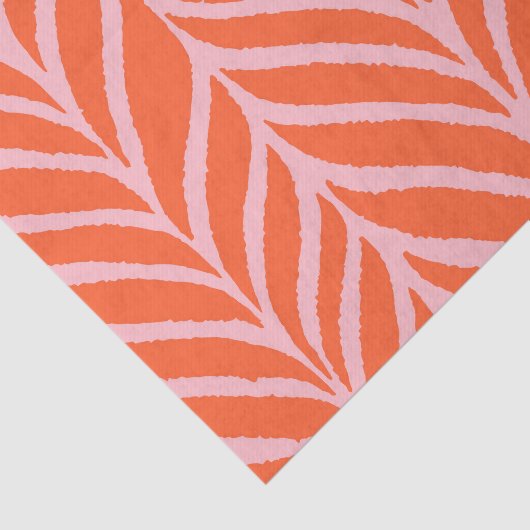 Palm Leaves Pattern Sinaasappel en Roze Tissuepapier (Detail)