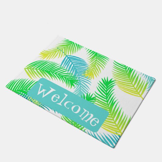 Palm Leaves Pattern Welkom Deurmat Tropical Home (Schuin)