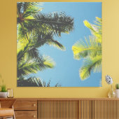 Palm Leaves Photo Tropical Summer Sky Retro Vibe Canvas Afdruk (Insitu (Woonkamer))