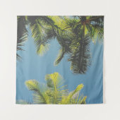Palm Leaves Photo Tropical Summer Sky Retro Vibe Wandkleed (Voorkant (horizontaal))