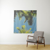 Palm Leaves Photo Tropical Summer Sky Retro Vibe Wandkleed (In Situ (horizontaal))