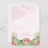 Palm Leaves Pink Gold Sla de datum op Kaart (Achterkant)