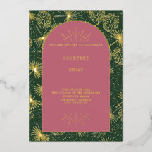 Palm Leaves Pink + Green Beach Wedding