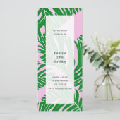 Palm Leaves Roze & Groen Generiek Verjaardagsfeest Kaart (Staand voorkant)
