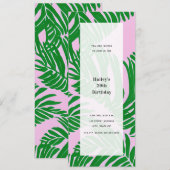 Palm Leaves Roze & Groen Generiek Verjaardagsfeest Kaart (Voorkant / Achterkant)