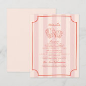 Palm Leaves Roze Streep Bruiloft Details Informatiekaartje (Voorkant / Achterkant)