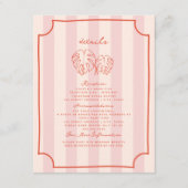 Palm Leaves Roze Streep Bruiloft Details Informatiekaartje (Voorkant)