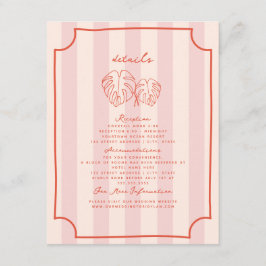Palm Leaves Roze Streep Bruiloft Details Informatiekaartje