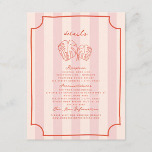Palm Leaves Roze Streep Bruiloft Details Informatiekaartje