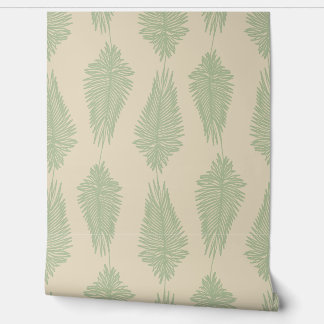 Palm Leaves - Sage Green and Beige Behang