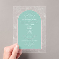 Palm Leaves Seashell Aqua Tropical Wedding