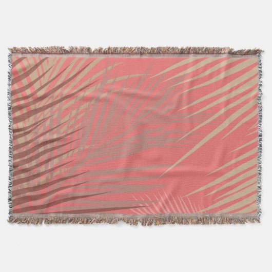Palm Leaves Shadows on Coral Deken (Voorkant)